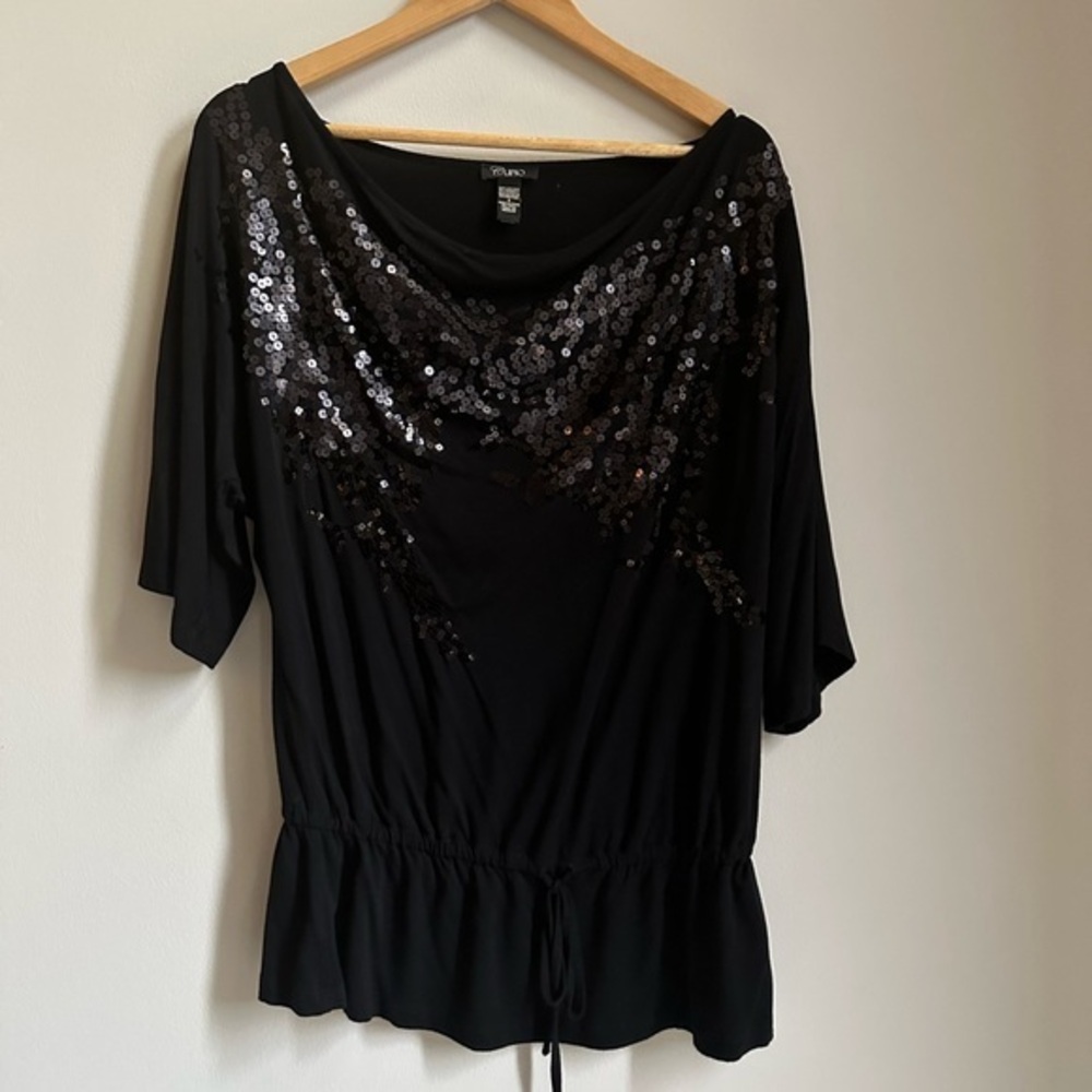 Cupid Black Sequin Top Size S